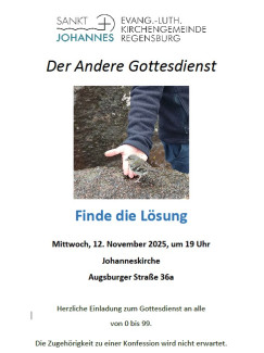 Der Andere Gottesdienst am 12. November um 19 Uhr 