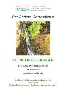 Der Andere Gottesdienst am 07.05.2026 um 19 Uhr in der Johanneskirche