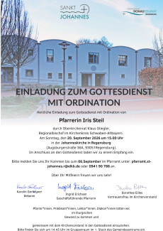 Gottesdienst mit Ordination von Pfarrerin Iris Steil am 20. September um 15 Uhr