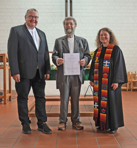 Dekan Breu, Prof. Scharf und Pfarrerin Erichsen